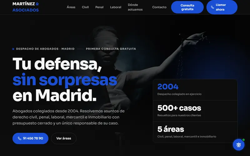 Demo de despacho de abogados con agente IA — portada de la web