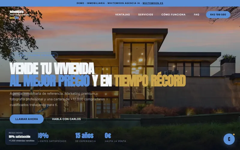 Demo de agencia inmobiliaria con agente IA — portada de la web