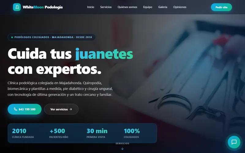 Demo de clínica de podología con agente IA — portada de la web