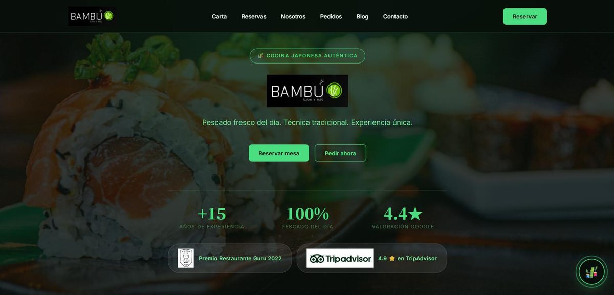 Web de Bambu Sushi Córdoba desarrollada por WhiteMoon